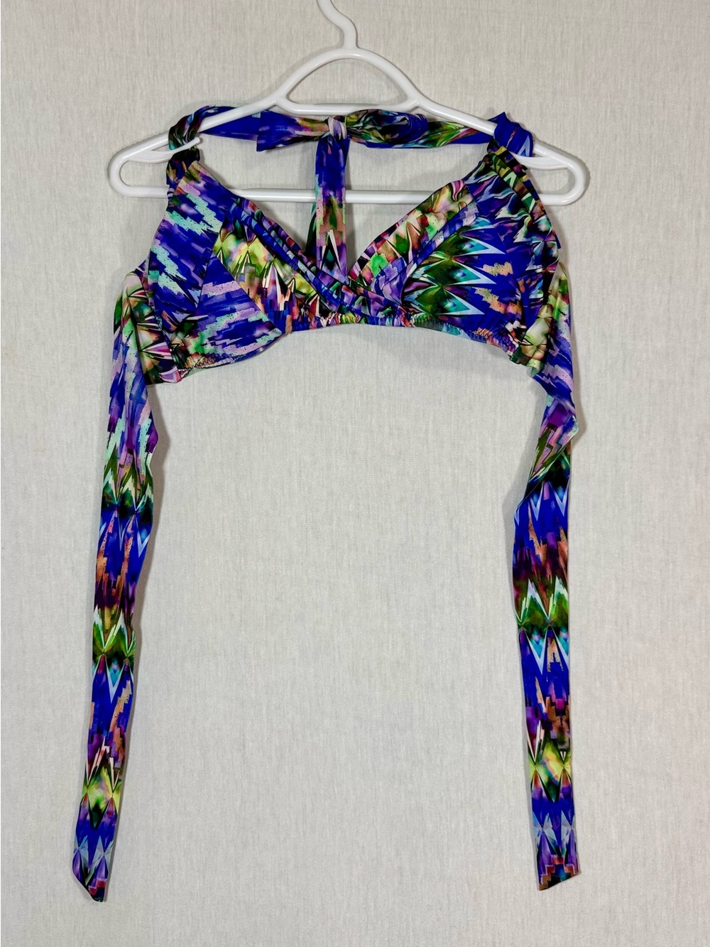Becca by Virtu size L stained glass kaleidoscope Blue Multicolor tie Bikini Top
